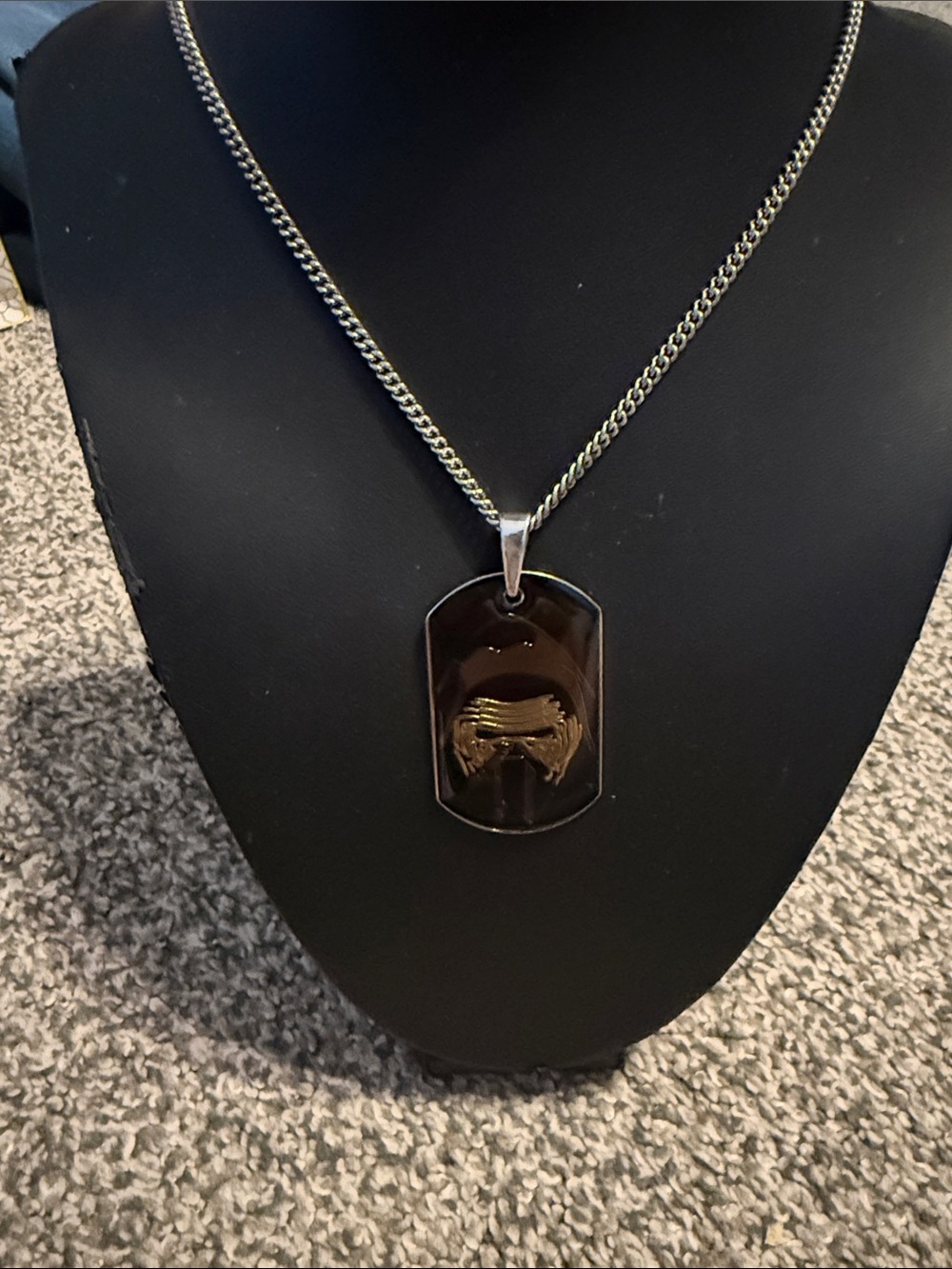 Star Wars Silver Chain Necklace with Gold Helmet Pendant